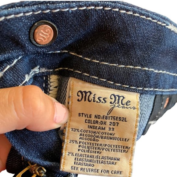 Miss Me 'Mid-Rise Easy Skinny' Womens Jeans Tag 26 Blue W29xL28 Stretch Western - Picture 13 of 13